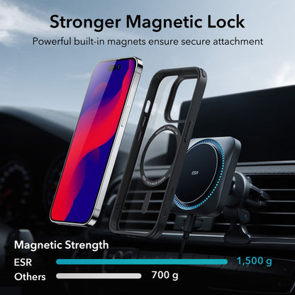 Coque MagSafe pour Apple iPhone 14 Pro, ESR, Classic Hybrid, Noire Transparente