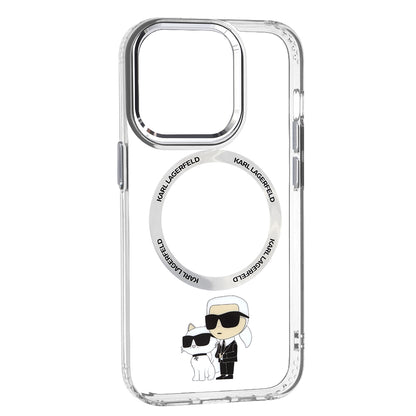 Coque MagSafe pour Apple iPhone 14 Pro, Karl Lagerfeld, Ikonik Karl & Choupette, Transparente