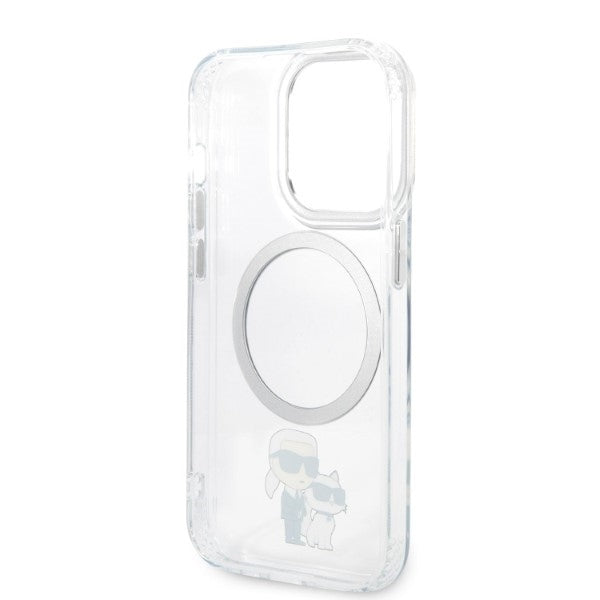 Coque MagSafe pour Apple iPhone 14 Pro, Karl Lagerfeld, Ikonik Karl & Choupette, Transparente