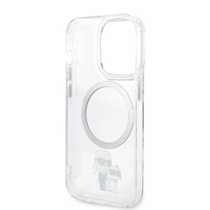 Coque MagSafe pour Apple iPhone 14 Pro, Karl Lagerfeld, Ikonik Karl & Choupette, Transparente