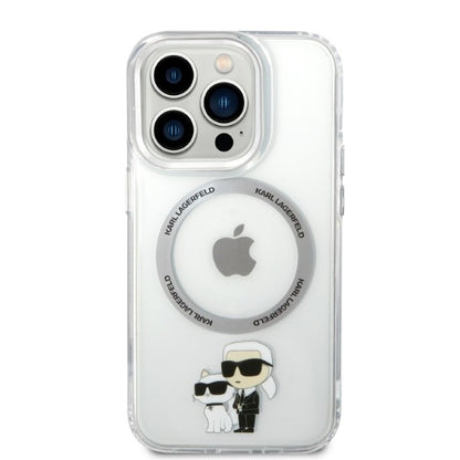 Coque MagSafe pour Apple iPhone 14 Pro, Karl Lagerfeld, Ikonik Karl & Choupette, Transparente