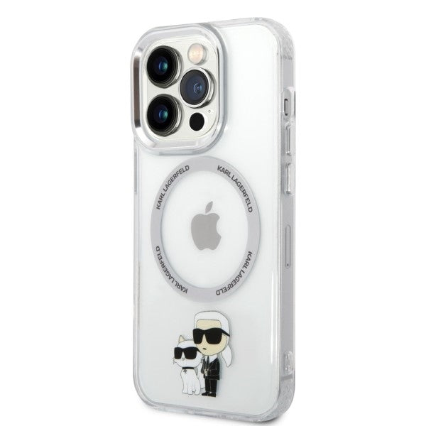 Coque MagSafe pour Apple iPhone 14 Pro, Karl Lagerfeld, Ikonik Karl & Choupette, Transparente