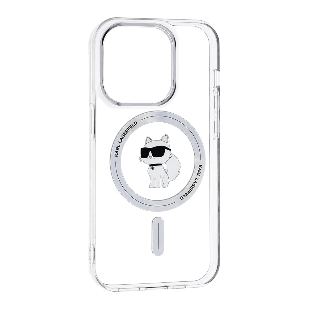 Coque MagSafe pour Apple iPhone 14 Pro, Karl Lagerfeld, IML Choupette, Transparente