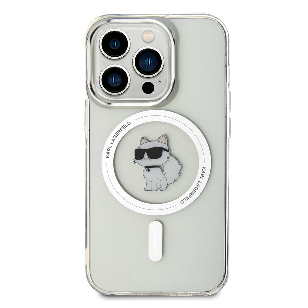 Coque MagSafe pour Apple iPhone 14 Pro, Karl Lagerfeld, IML Choupette, Transparente