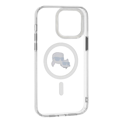Coque MagSafe pour Apple iPhone 14 Pro Max, Karl Lagerfeld, IML Metal Karl & Choupette's Heads, Blanche