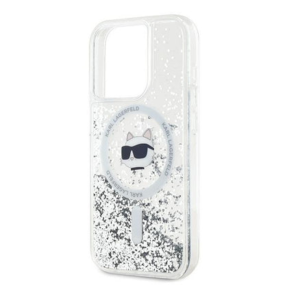 Coque MagSafe pour Apple iPhone 14 Pro Max, Karl Lagerfeld, Liquid Glitter Choupette's Head, Transparente
