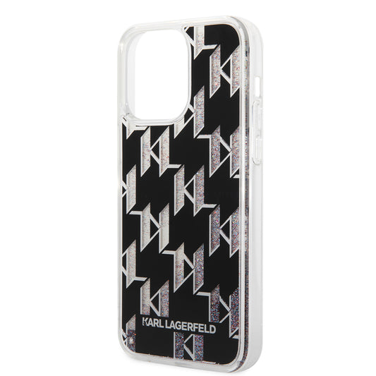 Housse MagSafe pour Apple iPhone 14 Pro Max, Karl Lagerfeld, Monogram Liquid Glitter, Noire