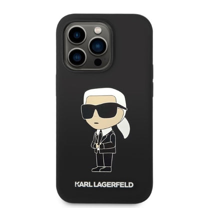 Coque MagSafe pour Apple iPhone 14 Pro Max, Karl Lagerfeld, Silicone Ikonik Karl, Noire