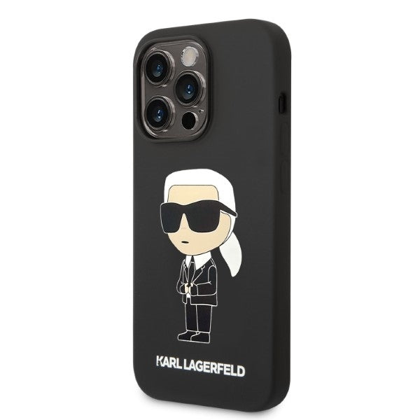 Coque MagSafe pour Apple iPhone 14 Pro Max, Karl Lagerfeld, Silicone Ikonik Karl, Noire