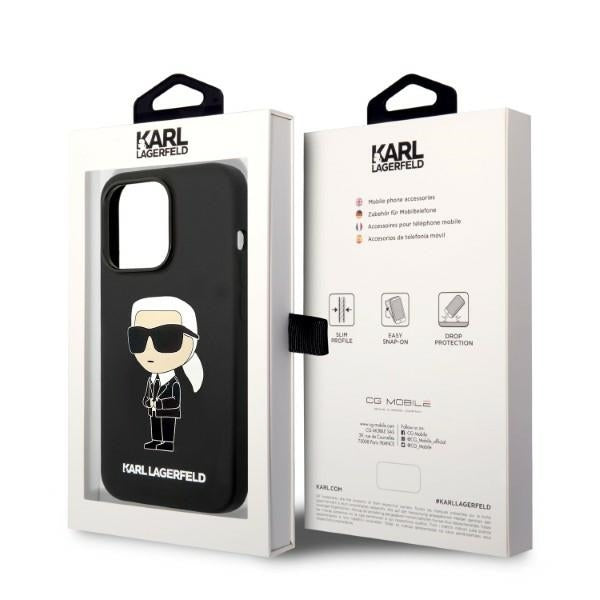 Coque MagSafe pour Apple iPhone 14 Pro Max, Karl Lagerfeld, Silicone Ikonik Karl, Noire
