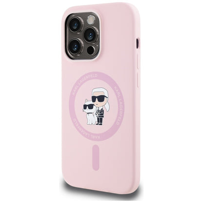 Coque MagSafe pour Apple iPhone 14 Pro Max, Karl Lagerfeld, Silicone Karl & Choupette, Rose