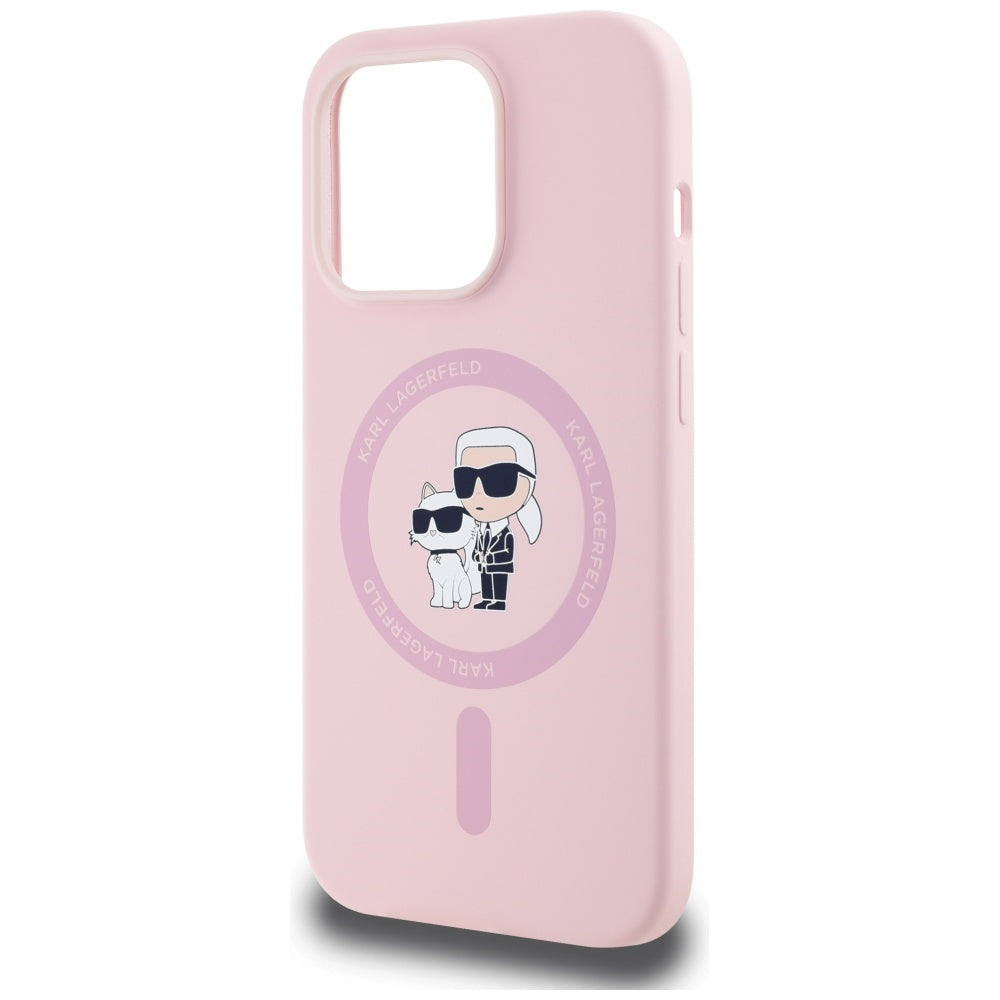 Coque MagSafe pour Apple iPhone 14 Pro Max, Karl Lagerfeld, Silicone Karl & Choupette, Rose
