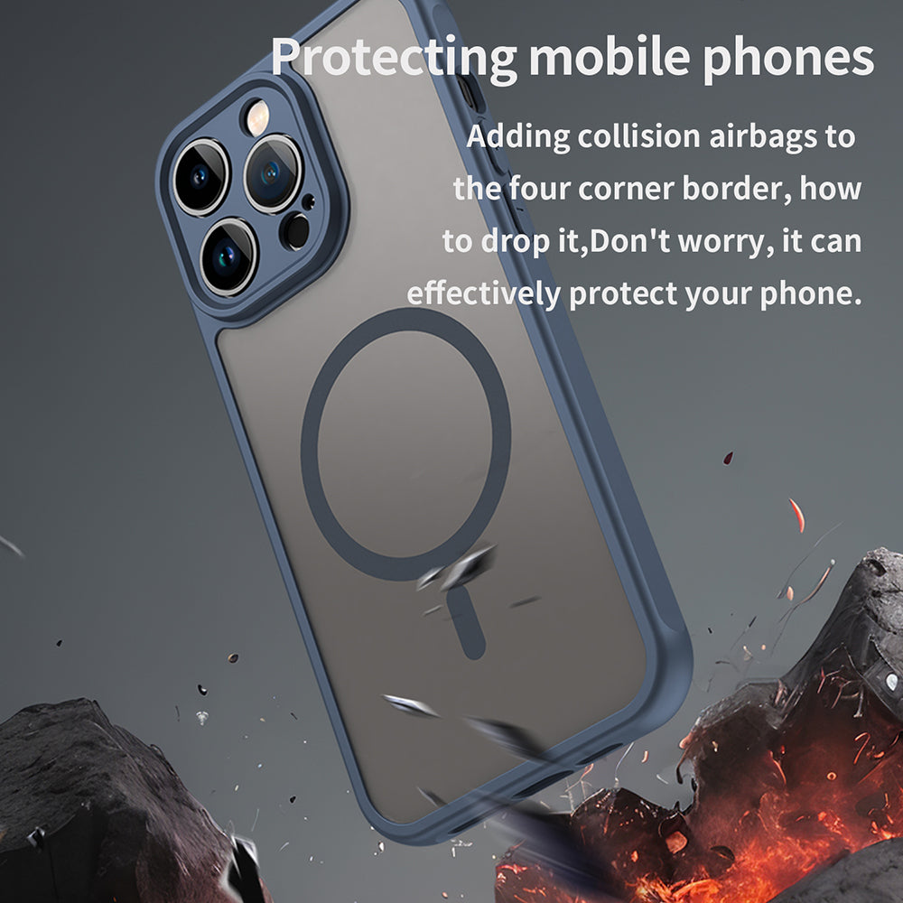Coque MagSafe pour Apple iPhone 14 Pro Max, Techsuit, HaloFrost II, Bleu marine