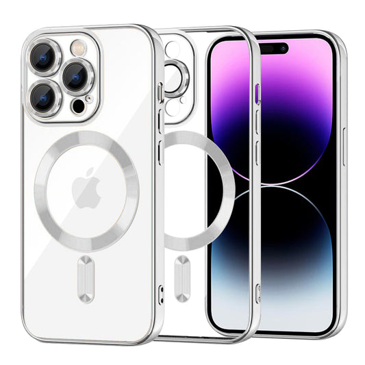 Coque MagSafe pour Apple iPhone 14 Pro Max, Techsuit, Luxury Crystal, Argentée
