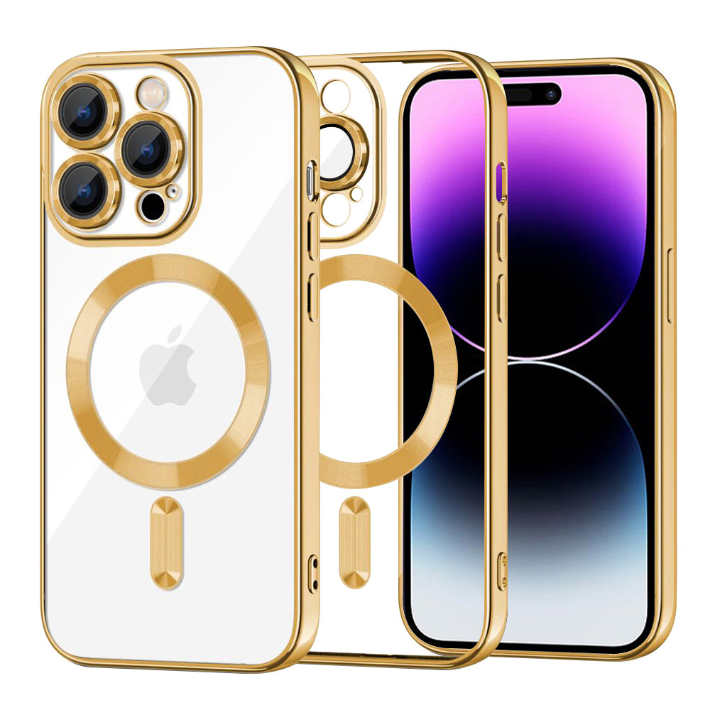 Coque MagSafe pour Apple iPhone 14 Pro Max, Techsuit, Luxury Crystal, Dorée