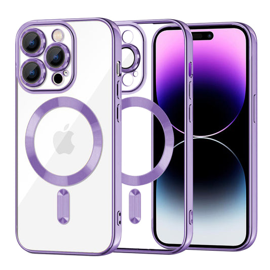 Coque MagSafe pour Apple iPhone 14 Pro Max, Techsuit, Luxury Crystal, Violet Clair