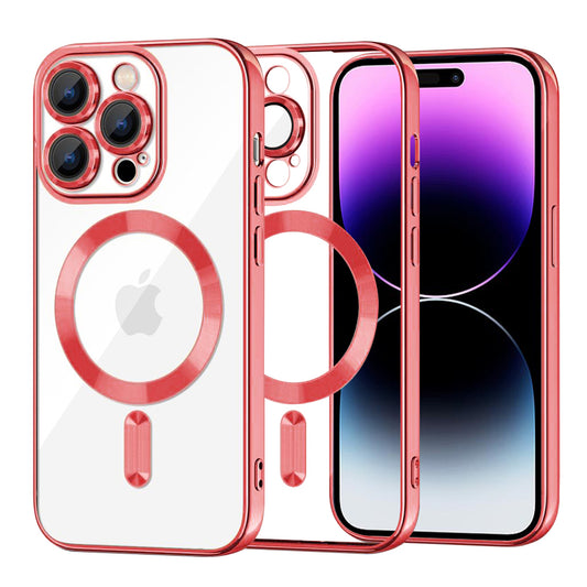 Coque MagSafe pour Apple iPhone 14 Pro Max, Techsuit, Luxury Crystal, Rouge