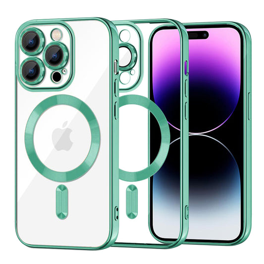 Coque MagSafe pour Apple iPhone 14 Pro Max, Techsuit, Luxury Crystal, Vert Clair