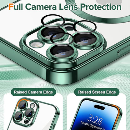 MagSafe Case for Apple iPhone 14 Pro Max, Techsuit, Luxury Crystal, Dark Green