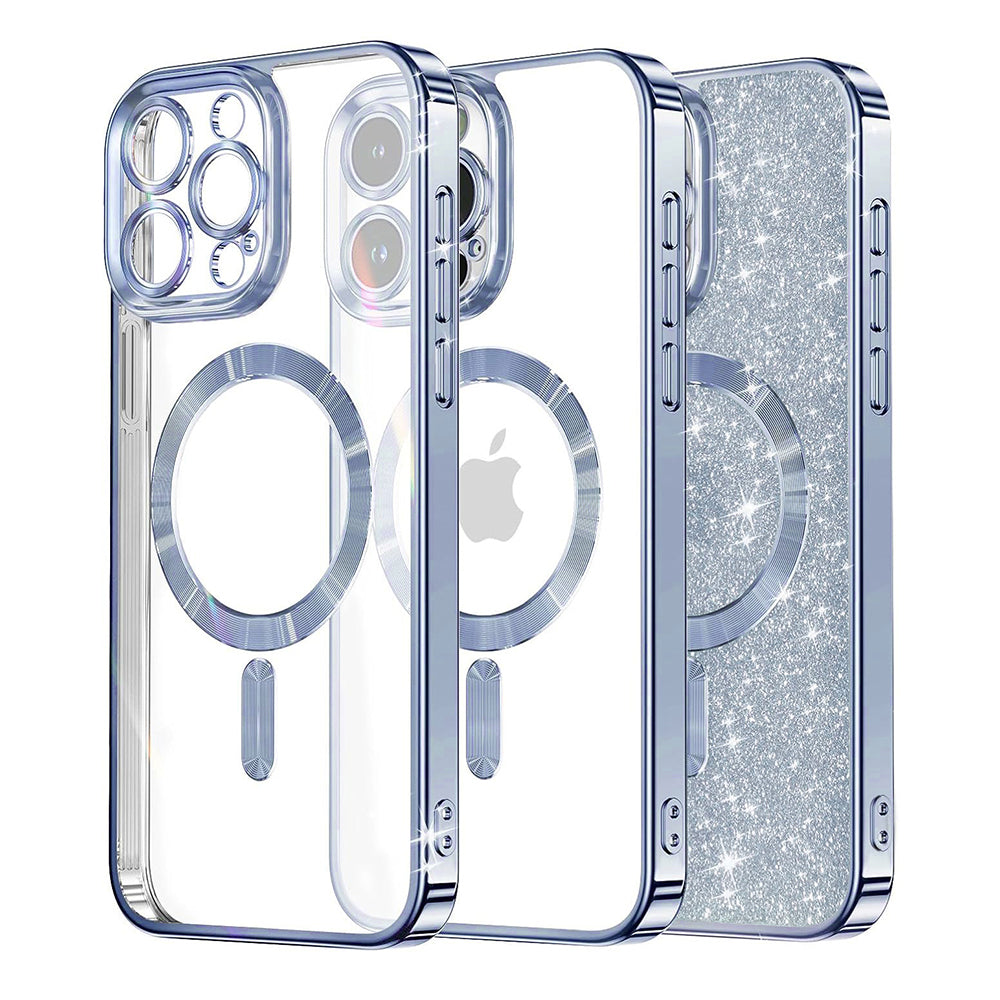 MagSafe Case for Apple iPhone 14 Pro Max, Techsuit, Luxury Glitter, Blue