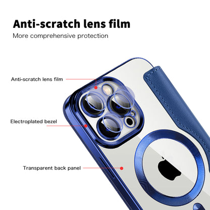 Coque MagSafe pour Apple iPhone 14 Pro Max, Techsuit, SmartMag Book, Bleue