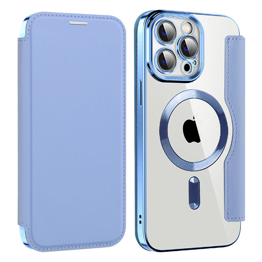 Coque MagSafe pour Apple iPhone 14 Pro Max, Techsuit, SmartMag Book, Bleu