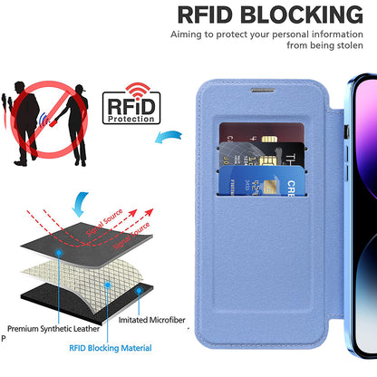 Coque MagSafe pour Apple iPhone 14 Pro Max, Techsuit, SmartMag Book, Bleu