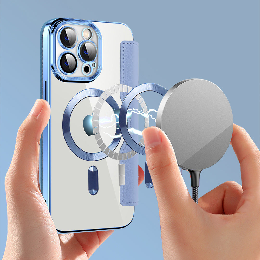 Coque MagSafe pour Apple iPhone 14 Pro Max, Techsuit, SmartMag Book, Bleu