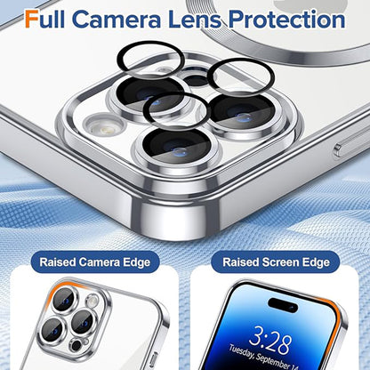 MagSafe Case for Apple iPhone 14 Pro, Techsuit, Luxury Crystal, Silver