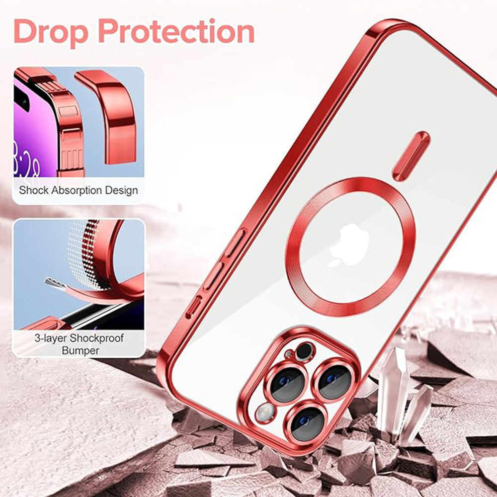Coque MagSafe pour Apple iPhone 14 Pro, Techsuit, Luxury Crystal, Rouge