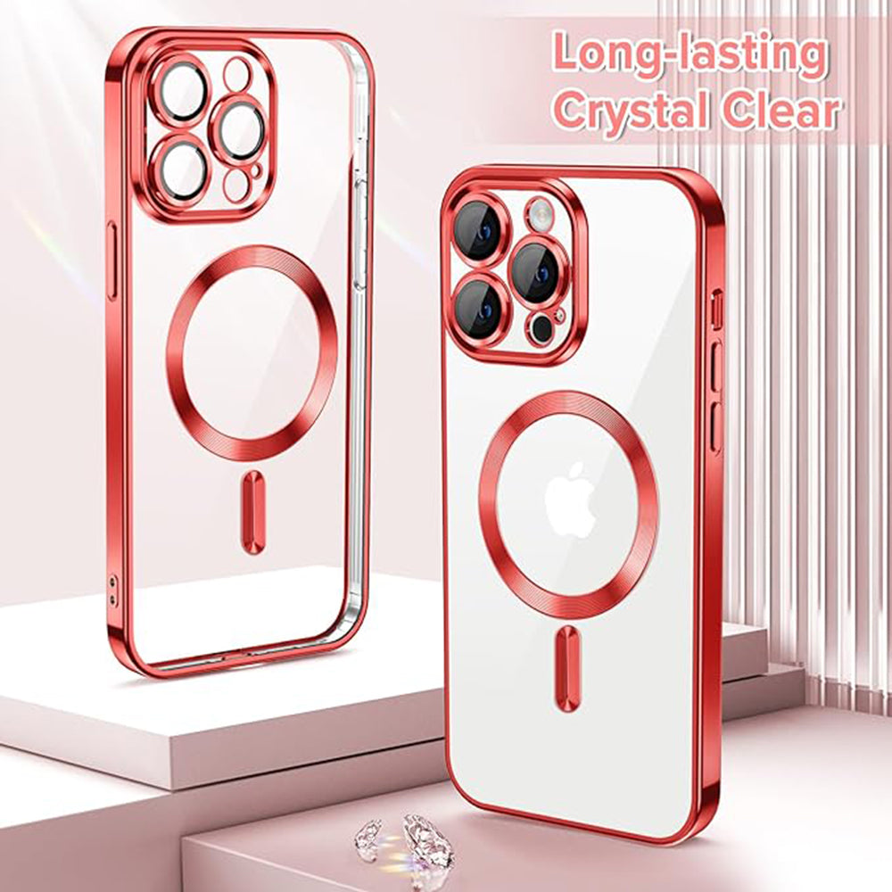 Coque MagSafe pour Apple iPhone 14 Pro, Techsuit, Luxury Crystal, Rouge