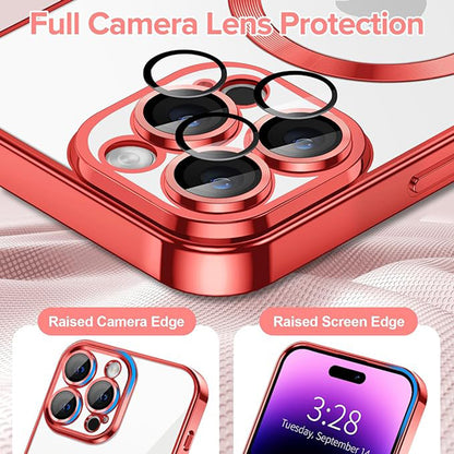 Coque MagSafe pour Apple iPhone 14 Pro, Techsuit, Luxury Crystal, Rouge