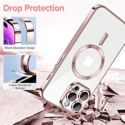 Coque MagSafe pour Apple iPhone 14 Pro, Techsuit, Luxury Crystal, Rose