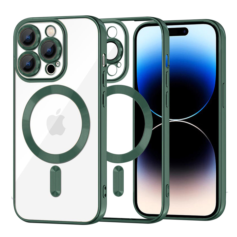 MagSafe Case for Apple iPhone 14 Pro, Techsuit, Luxury Crystal, Dark Green