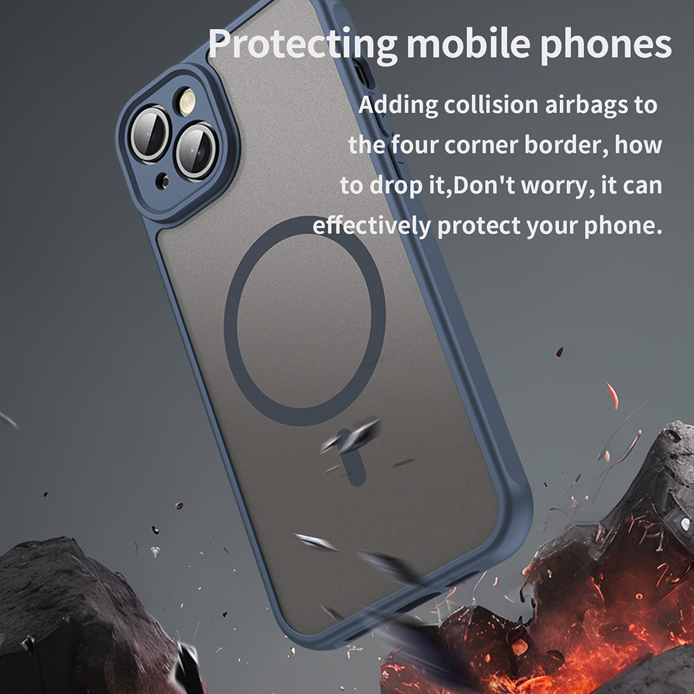Coque MagSafe pour Apple iPhone 14, Techsuit, HaloFrost II, Bleu marine