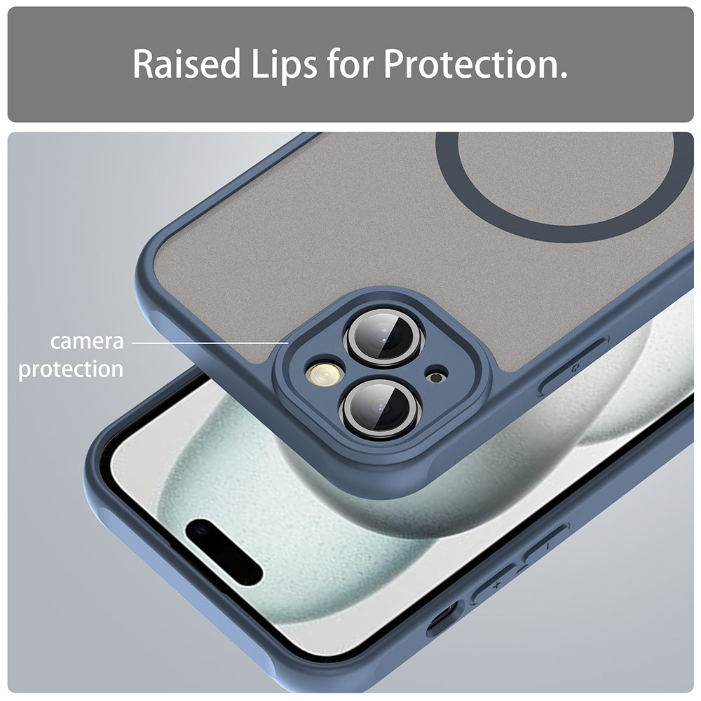 Coque MagSafe pour Apple iPhone 14, Techsuit, HaloFrost II, Bleu marine