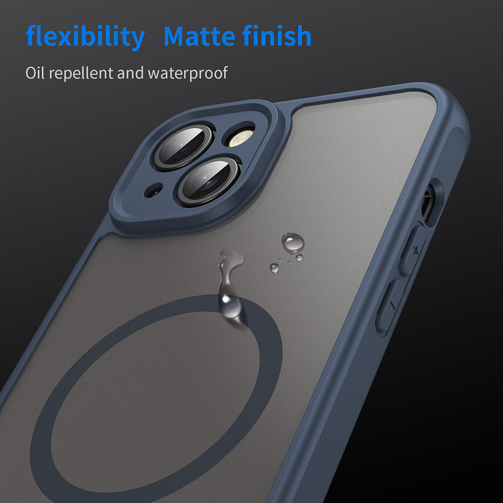 Coque MagSafe pour Apple iPhone 14, Techsuit, HaloFrost II, Bleu marine