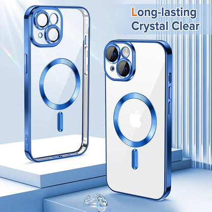 Coque MagSafe pour Apple iPhone 14, Techsuit, Luxury Crystal, Bleu Foncé
