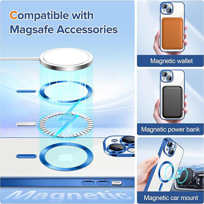 Coque MagSafe pour Apple iPhone 14, Techsuit, Luxury Crystal, Bleu Foncé