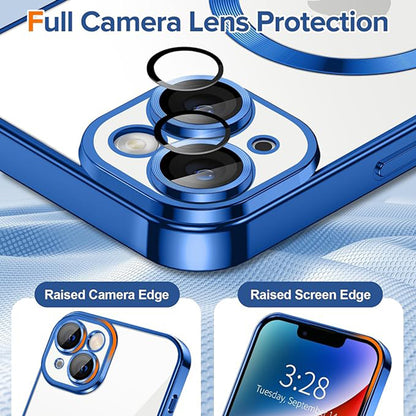 Coque MagSafe pour Apple iPhone 14, Techsuit, Luxury Crystal, Bleu Foncé