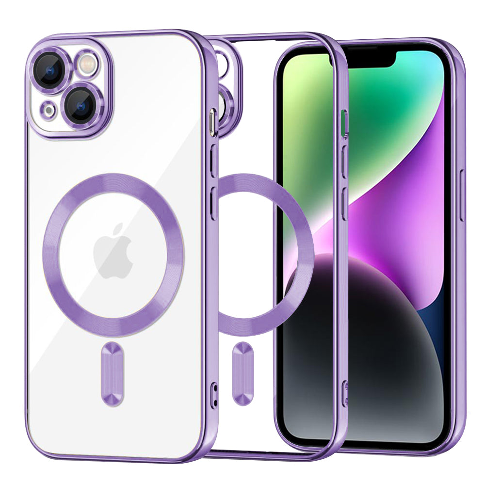 Coque MagSafe pour Apple iPhone 14, Techsuit, Luxury Crystal, Violet Clair