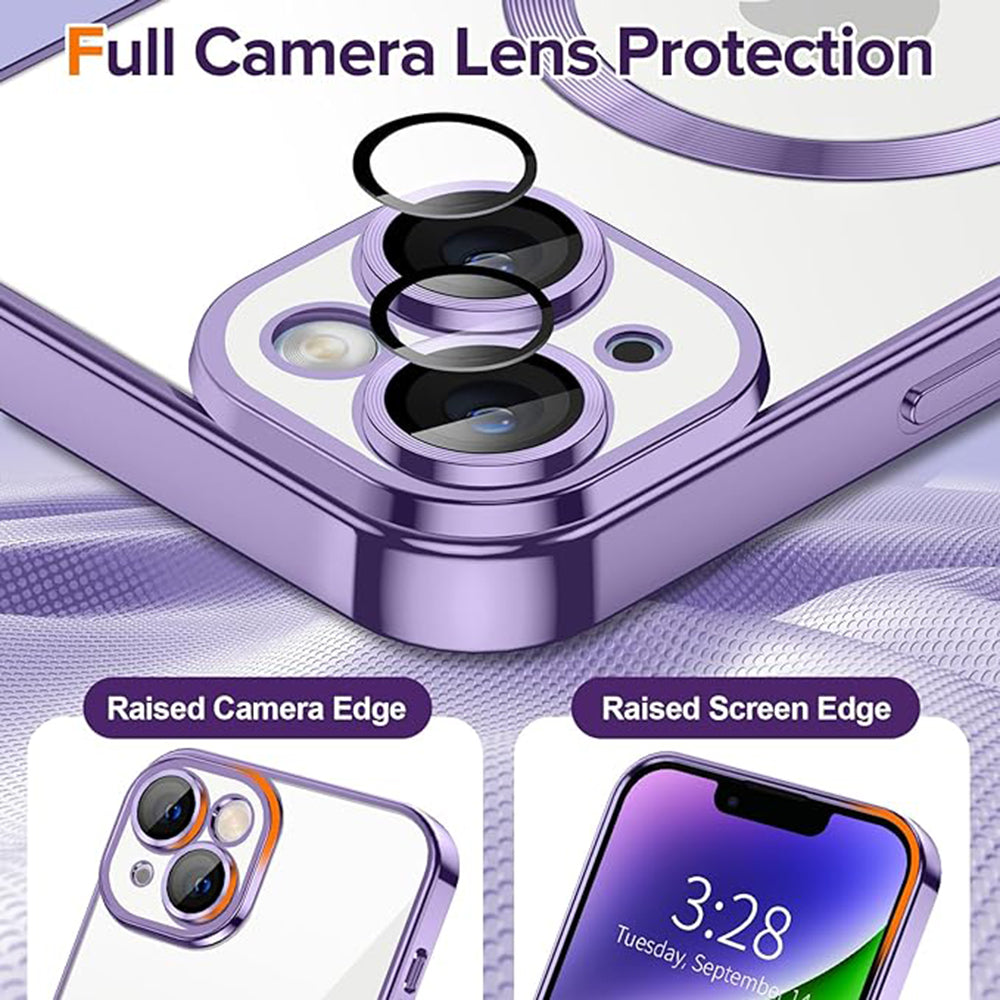 Coque MagSafe pour Apple iPhone 14, Techsuit, Luxury Crystal, Violet Clair