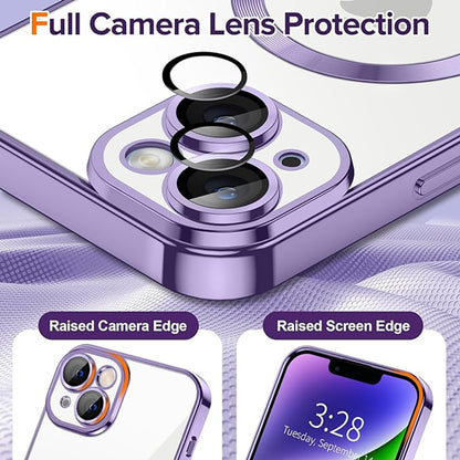Coque MagSafe pour Apple iPhone 14, Techsuit, Luxury Crystal, Violet Clair