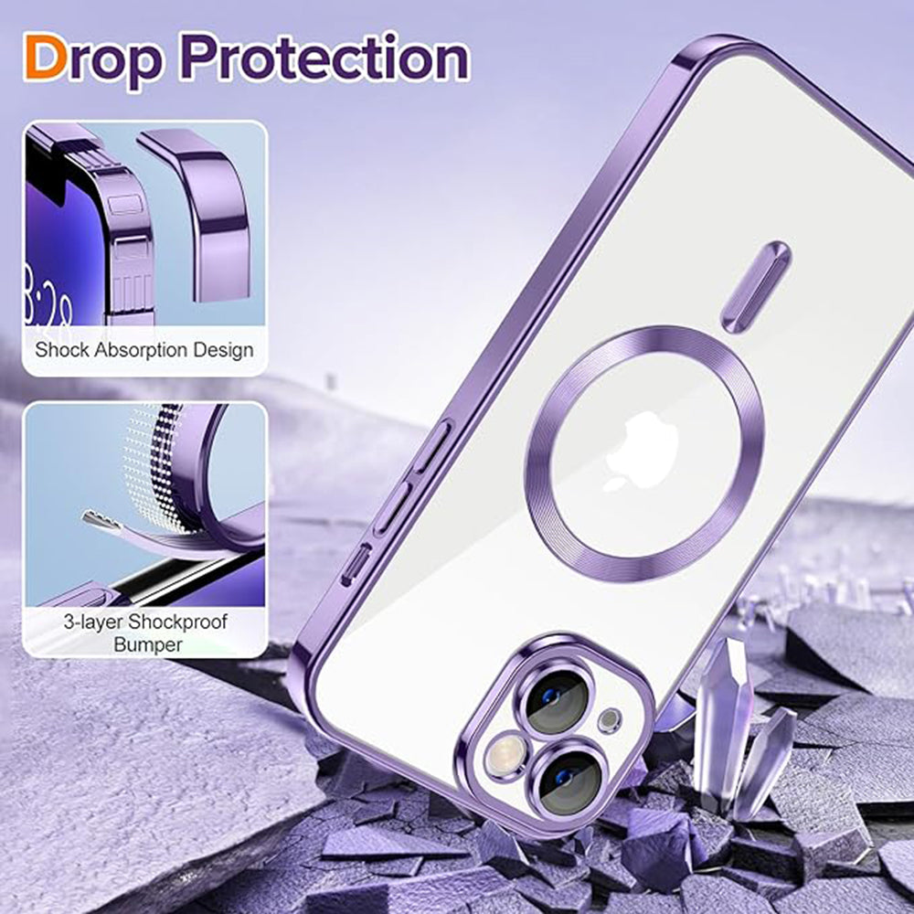 Coque MagSafe pour Apple iPhone 14, Techsuit, Luxury Crystal, Violet Clair
