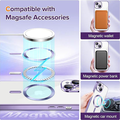 Coque MagSafe pour Apple iPhone 14, Techsuit, Luxury Crystal, Violet Clair