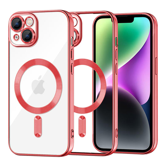 Coque MagSafe pour Apple iPhone 14, Techsuit, Luxury Crystal, Rouge