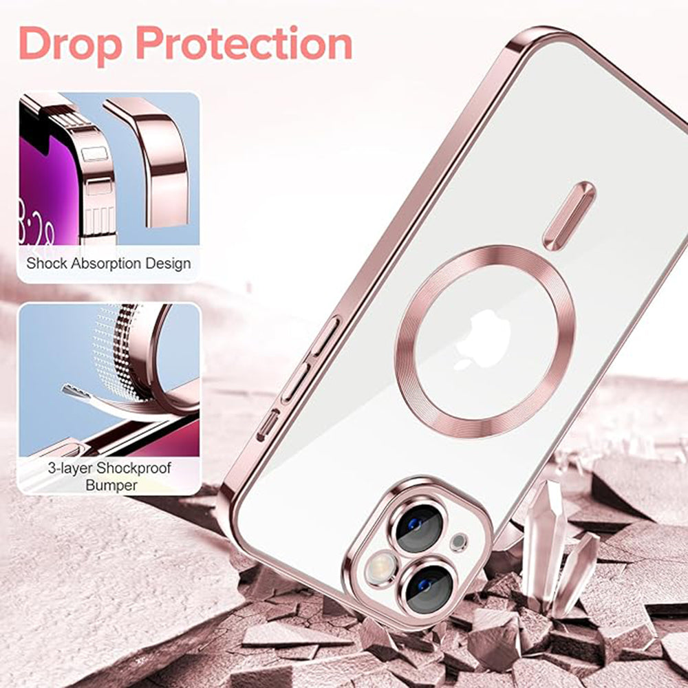 Coque MagSafe pour Apple iPhone 14, Techsuit, Luxury Crystal, Rose