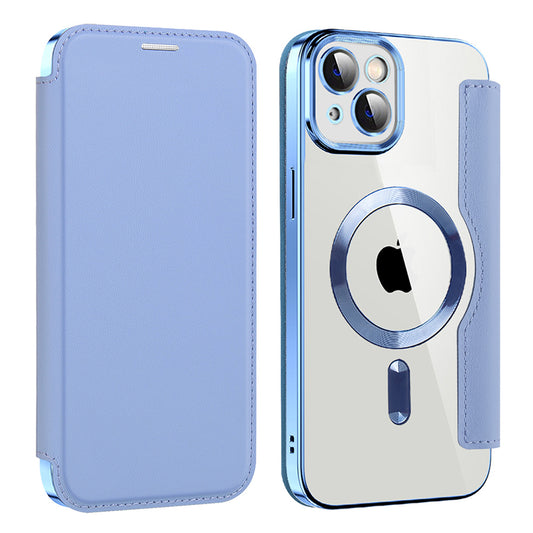 Coque MagSafe pour Apple iPhone 14, Techsuit, SmartMag Book, Bleu