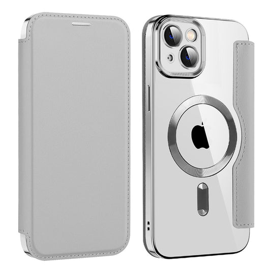 Coque MagSafe pour Apple iPhone 14, Techsuit, SmartMag Book, Gris