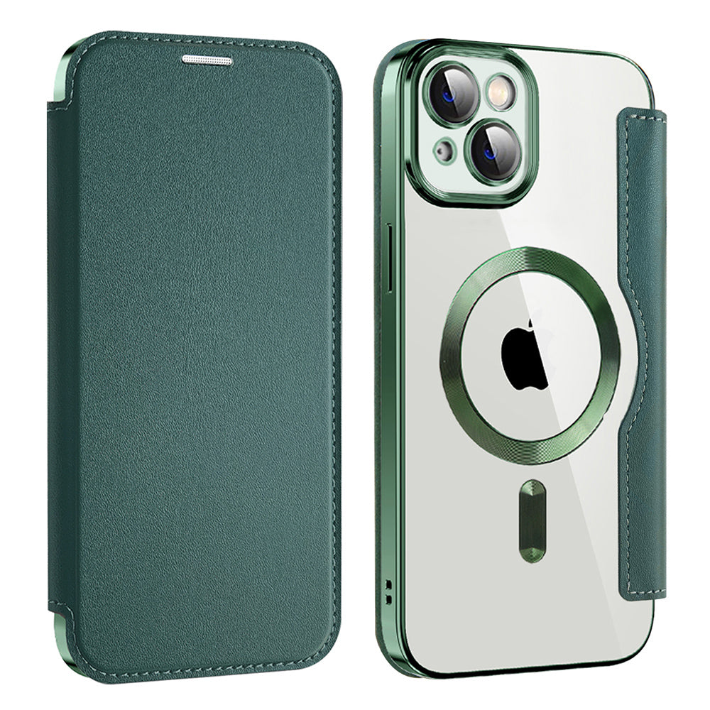 Coque MagSafe pour Apple iPhone 14, Techsuit, SmartMag Book, Vert